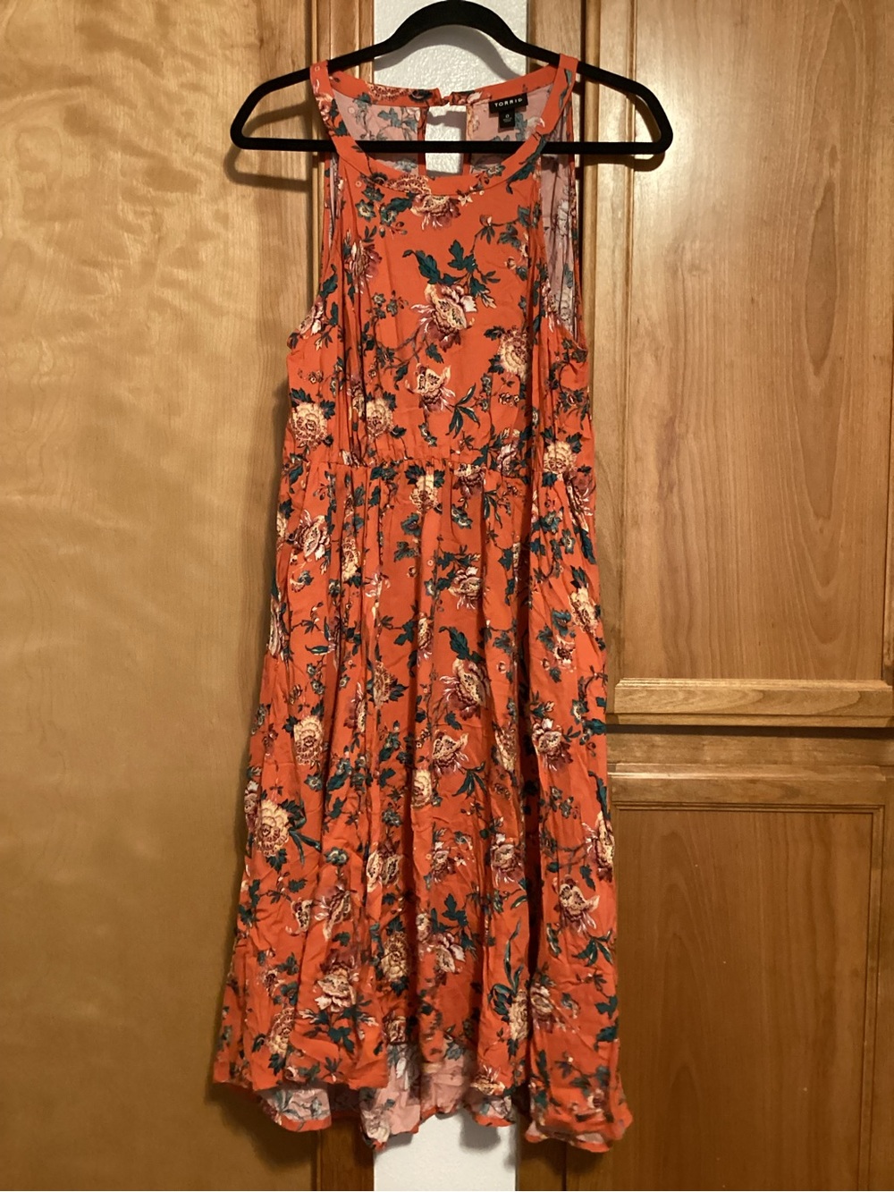 torrid Orange Floral high-low Midi Dress, size Torrid 0 (12)